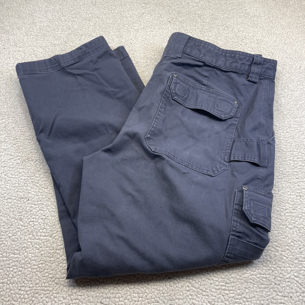 Duluth Trading Co Cargo Pants Mens 42x30 Gray Flex Fire Hose Work Utility Canvas